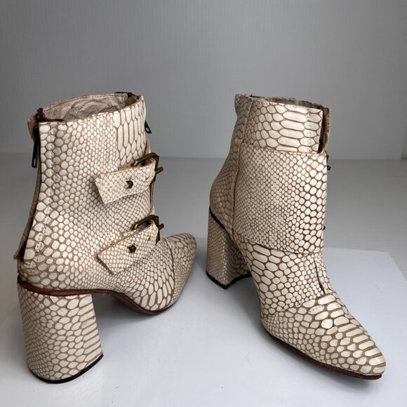 FreeBird Boot Women 9 Joey Snake Print Leather Strap Zip Up Rodeo Party Core Ex - Picture 1 of 12